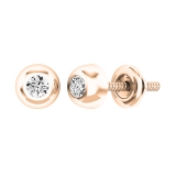 0.15 Carat (ctw) 10K Rose Gold Round White Diamond Bezel Stud Earrings