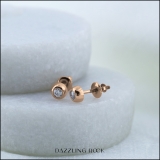 0.15 Carat (ctw) 10K Rose Gold Round White Diamond Bezel Stud Earrings