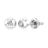 0.15 Carat (ctw) 10K White Gold Round White Diamond Bezel Stud Earrings
