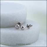 0.15 Carat (ctw) 10K White Gold Round White Diamond Bezel Stud Earrings