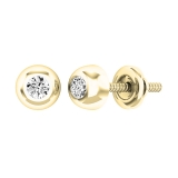 0.15 Carat (ctw) 10K Yellow Gold Round White Diamond Bezel Stud Earrings