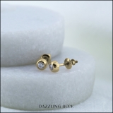 0.15 Carat (ctw) 14K Yellow Gold Round White Diamond Bezel Stud Earrings