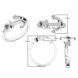 0.15 Carat (ctw) 14K White Gold Round White Diamond Ladies Vintage Heart Arrow Right Hand Ring