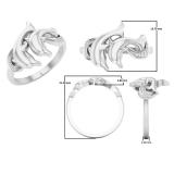 0.05 Carat (ctw) 10K White Gold Round White Diamond Ladies Double Dolphin Right Hand Ring