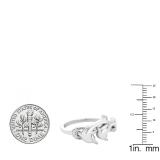 0.05 Carat (ctw) 10K White Gold Round White Diamond Ladies Double Dolphin Right Hand Ring