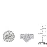 0.85 Carat (ctw) 10K White Gold Round & Baguette White Diamond Ladies Engagement Ring