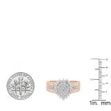 0.85 Carat (ctw) 18K Rose Gold Round & Baguette White Diamond Ladies Engagement Ring