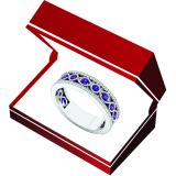 10K White Gold Round Amethyst & White Diamond Ladies Vintage Stackable Wedding Band