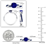 10K White Gold 6 MM Cushion & Round Blue Sapphire & Diamond Ladies Swirl Engagement Ring