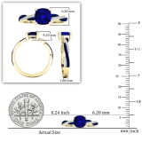 14K Yellow Gold 6 MM Cushion & Round Blue Sapphire & Diamond Ladies Swirl Engagement Ring