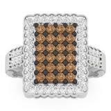 1.00 Carat (ctw) 10K White Gold Round Champagne & White Diamond Bridal Right Hand Ring 1 CT