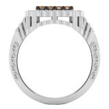 1.00 Carat (ctw) 10K White Gold Round Champagne & White Diamond Bridal Right Hand Ring 1 CT