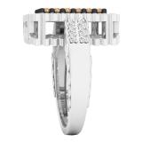 1.00 Carat (ctw) 10K White Gold Round Champagne & White Diamond Bridal Right Hand Ring 1 CT