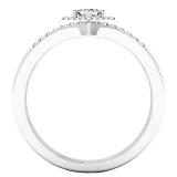 0.25 Carat (ctw) Sterling Silver Princess & Round Diamond Ladies Split Shank Engagement Ring Set