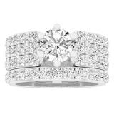 4.80 Carat (ctw) 10K White Gold Round White Cubic Zirconia Ladies Bridals Engagement Ring set
