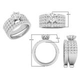4.80 Carat (ctw) 10K White Gold Round White Cubic Zirconia Ladies Bridals Engagement Ring set