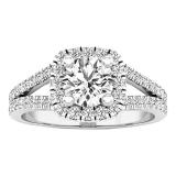 2.25 Carat (ctw) 10K White Gold Round White Cubic Zirconia Ladies Split Shank Halo Engagement Ring