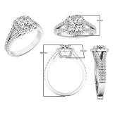 2.25 Carat (ctw) 18K White Gold Round White Cubic Zirconia Ladies Split Shank Halo Engagement Ring