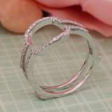 0.25 Carat (ctw) 14K White Gold Round Diamond Ladies Wedding Band Enhancer Guard Double Ring 1/4 CT