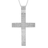 3.10 Carat (ctw) Sterling Silver Round Diamond Mens Religious Cross Pendant (Silver Chain Included)