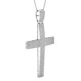 3.10 Carat (ctw) Sterling Silver Round Diamond Mens Religious Cross Pendant (Silver Chain Included)