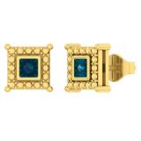 0.05 Carat (ctw) 18K Yellow Gold Plated Sterling Silver Blue Diamond Ladies Stud Earrings