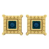 0.05 Carat (ctw) 18K Yellow Gold Plated Sterling Silver Blue Diamond Ladies Stud Earrings