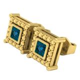 0.05 Carat (ctw) 18K Yellow Gold Plated Sterling Silver Blue Diamond Ladies Stud Earrings
