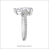925 Sterling Silver 3 Stone Ring, 4.80 ctw Pear & Round Cubic Zirconia