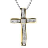 0.25 Carat (ctw) 10K Yellow Gold Round Diamond Ladies Cross Pendant 1/4 CT (Silver Chain Included)