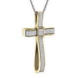 0.25 Carat (ctw) 10K Yellow Gold Round Diamond Ladies Cross Pendant 1/4 CT (Silver Chain Included)