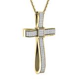 0.25 Carat (ctw) 10K Yellow Gold Round Diamond Ladies Cross Pendant 1/4 CT (Gold Chain Included)