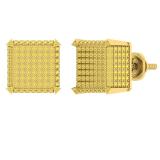 0.85 Carat (ctw) Yellow Gold Plated Sterling Silver Round Diamond Dice Mens Hip Hop Stud Earrings