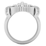 1.85 Carat (ctw) 10K White Gold Round & Baguette White Diamond Ladies Cluster Right Hand Ring