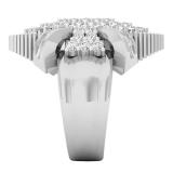1.85 Carat (ctw) 10K White Gold Round & Baguette White Diamond Ladies Cluster Right Hand Ring