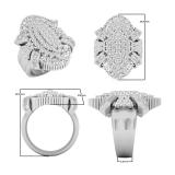 1.85 Carat (ctw) 10K White Gold Round & Baguette White Diamond Ladies Cluster Right Hand Ring