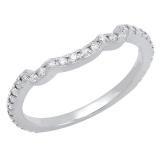 0.35 Carat (ctw) 14K White Gold Round Diamond Ladies Stackable Guard Contour Wedding Band 1/3 CT