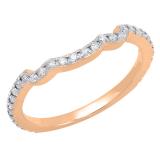 0.35 Carat (ctw) 18K Rose Gold Round Diamond Ladies Stackable Guard Contour Wedding Band 1/3 CT
