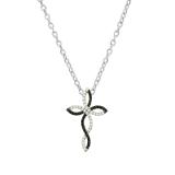 0.30 Carat (ctw) 10K Rose Gold Round Black & White Diamond Ladies Twist Cross Pendant