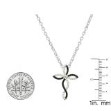 0.30 Carat (ctw) 10K Rose Gold Round Black & White Diamond Ladies Twist Cross Pendant