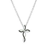 0.30 Carat (ctw) 10K White Gold Round Black & Diamond Ladies Twist Cross Pendant