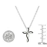0.30 Carat (ctw) 10K White Gold Round Black & Diamond Ladies Twist Cross Pendant