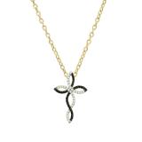 0.30 Carat (ctw) 14K Yellow Gold Round Black & White Diamond Ladies Twist Cross Pendant