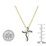 0.30 Carat (ctw) 14K Yellow Gold Round Black & White Diamond Ladies Twist Cross Pendant