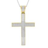 1.00 Carat (ctw) Yellow Plated Sterling Silver Round White Diamond Mens Religious Cross Pendant 1 CT