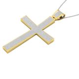 1.00 Carat (ctw) Yellow Plated Sterling Silver Round White Diamond Mens Religious Cross Pendant 1 CT