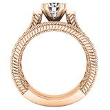 10K Rose Gold 6 MM Round & Princess White Cubic Zirconia CZ Ladies Bridal Engagement Ring Set