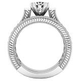 18K White Gold 6 MM Round & Princess White Cubic Zirconia CZ Ladies Bridal Engagement Ring Set