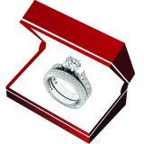 18K White Gold 6 MM Round & Princess White Cubic Zirconia CZ Ladies Bridal Engagement Ring Set
