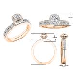 0.65 Carat (ctw) 10K Rose Gold Round White Diamond Bridal Engagement Ring Set